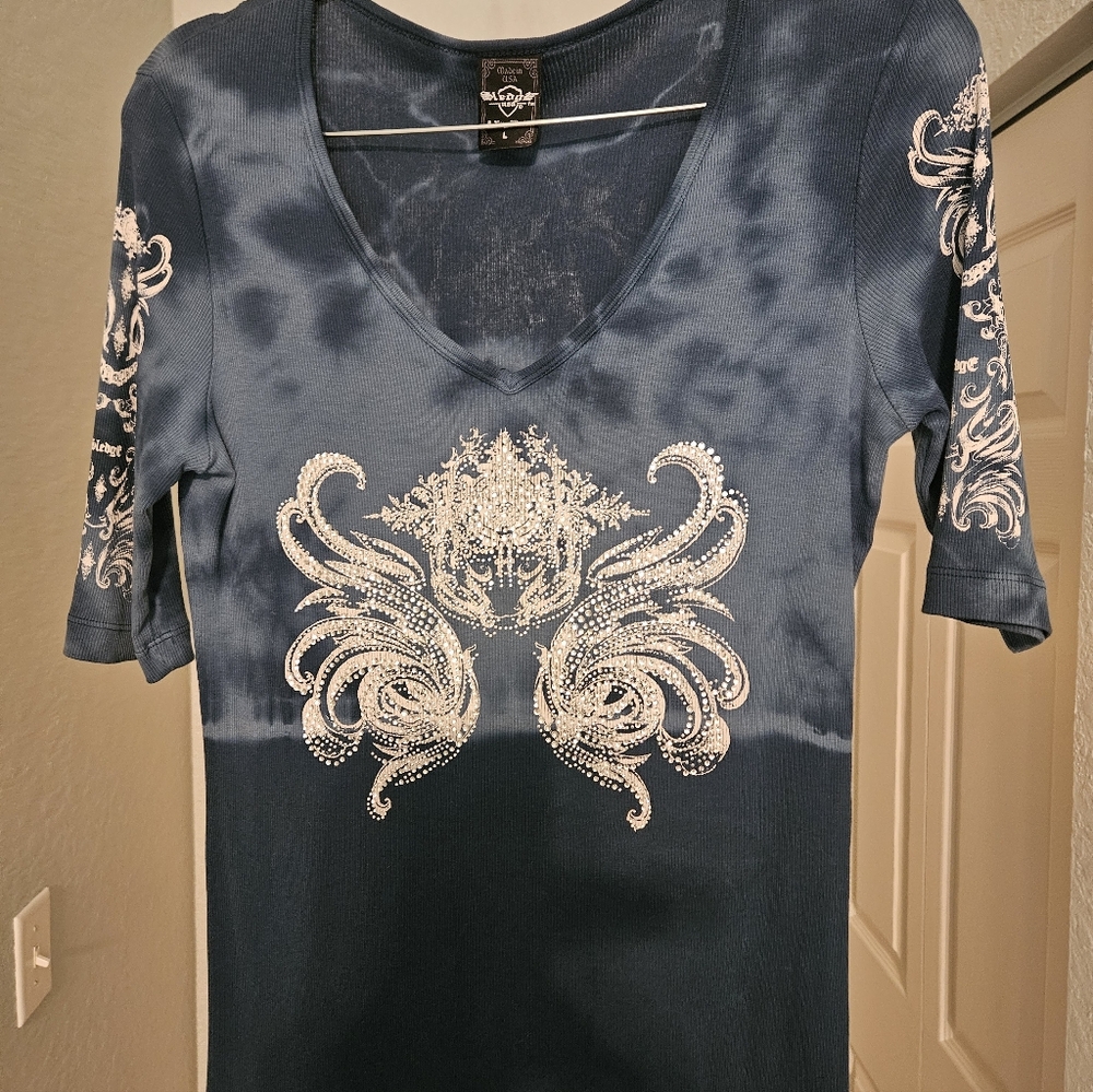 Sledge USA Ribbed Shirt with Rhinestones - L - Picture 2 of 2